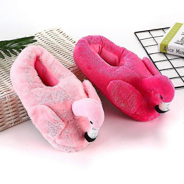 Plush-tossut aikuisille unisex flamingo-tossut talveen ja syksyyn - YuJia pink