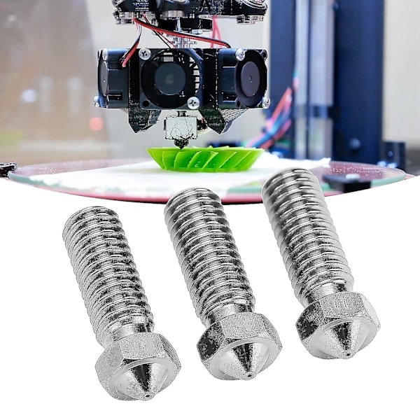 Vulkan-dyse, 3 stk herdet stål dyser, herdet stål vulkan dyse høy temperatur 3D-utskrift ekstruder skrivehode 1,75 mm M6 (0,2 mm)