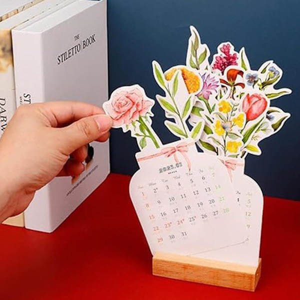 2024 Bloomy Flowers Skrivebords Kalender, Kreativ Bukett Månedskalender, Mini Skrivebords Kalender Dekor, Blomster Skrivebords Kalender Planlegger -1/2stk 1pcs a