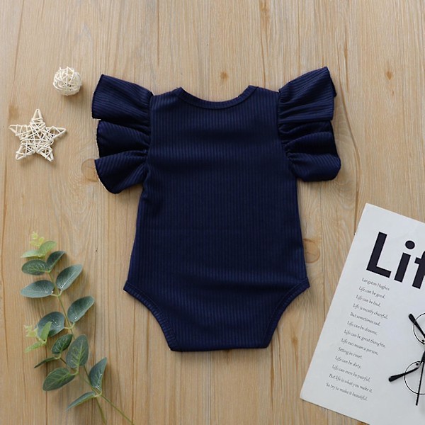 Nyfödd Romper Kläder Set Baby Flicka Bomull Kortärmad Barn Spädbarn Bodysuit blue 70