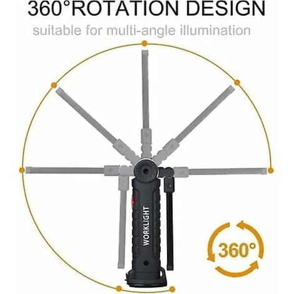 x Genopladelig Led Cob Arbejdslys Lampe Workshop Cob Lommelygte Led Arbejdslys Lampe med Magnetisk Base Inspektionslampe til Vandreture, Camping