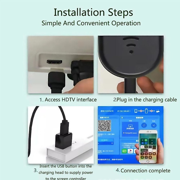 Trådløs HDMI-skjerm Dongle Adapter Telefon Skjerm Projektor Streaming Enhet