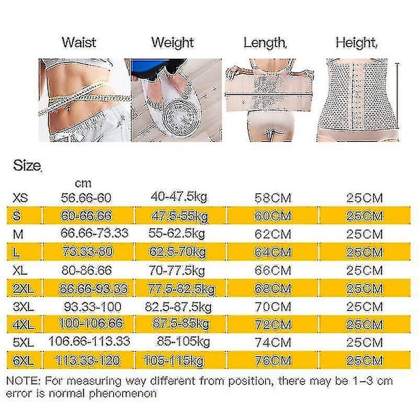 Kvinnors midjetränare korsett bälte: Under kläder sport magekontroll lång torso shapewear_c 6xl