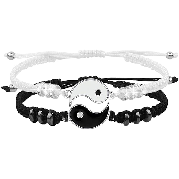 2pcs Yin Yang Adjustable Cord Bracelet 2 Matching Rope Bracelet For Best Friend Lovers