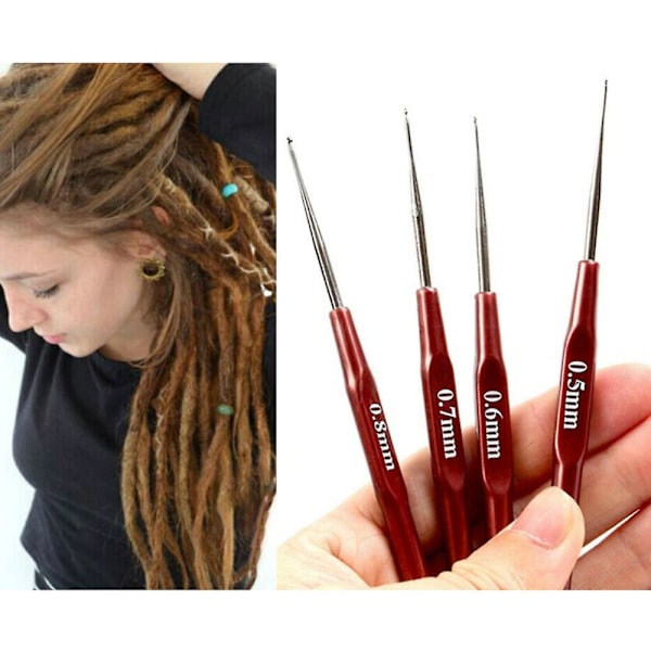 Hekle-låsehake-ferdighetsnål for hår/parykkvev mikroflette-nål dreadlock 1pc 0.8mm