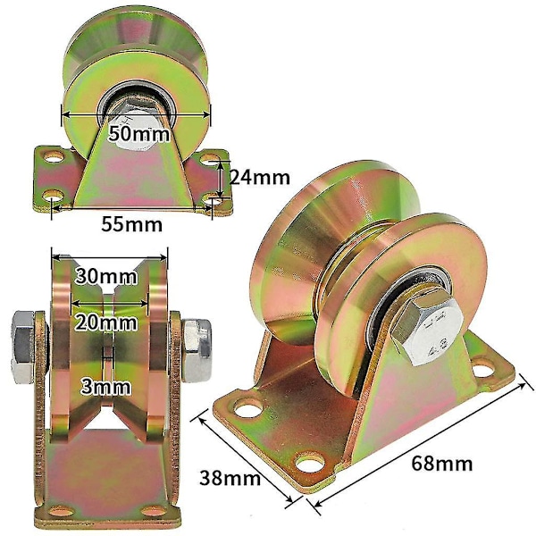 Pcs V-sporhjul, 50mm Skydedørs Hjul, V-spor Stålhjul, Til Skydedør, Belastningsevne 270kg Pr. Rulle