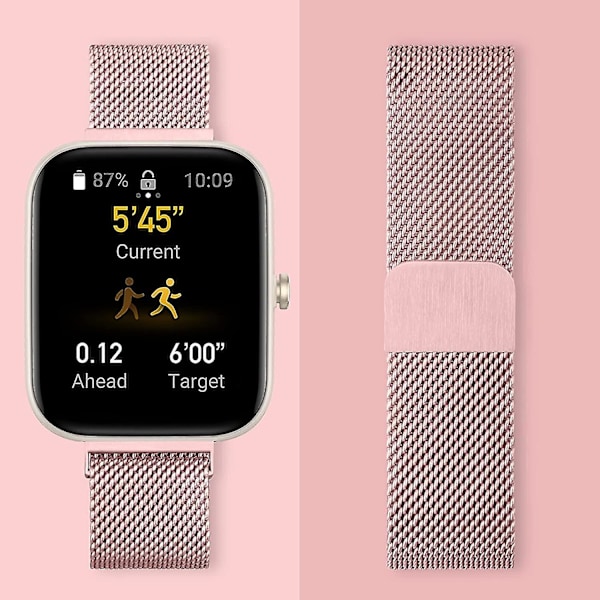 20mm Hurtigutløsning Rustfritt Stål Erstatningsklokkearmbånd For Amazfit Bip U Pro/bip/bip Lite/bip S/bip S Lite/bip U rose pink