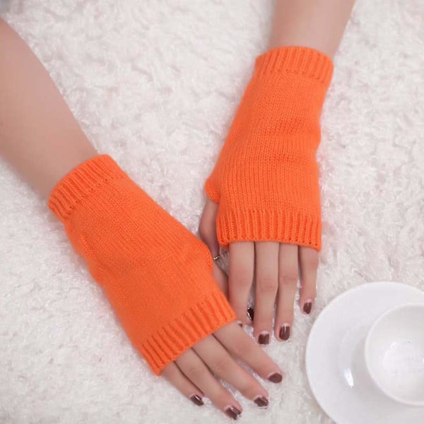 Women Girl Knitted Arm Fingerless Keep Warm Winter Gloves Soft Warm Mitten