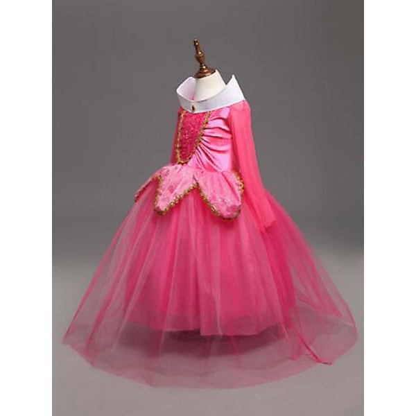 Pige Aurora Prinsesse Sovende Skønhed Tulle Kjole Ballkjole Fest Fandango Kostume Cosplay Kostume rose red 3-4 years