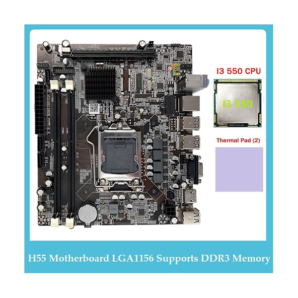 H55 Bundkort LGA1156 Understøtter I3 530 I5 760 Serie CPU DDR3 Hukommelse Computer Bundkort+i3 550 C