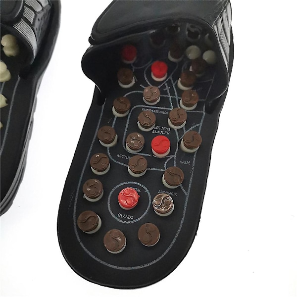 Fotmassagetofflor Reflexologi Akupunktur Terapi Massager Walk Stone Skor Akupunktur Gatsten Massageador Sandaler m(40-41)black