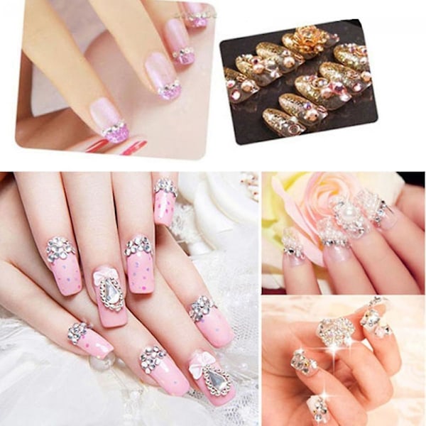 12 Ruter 3D DIY Akryl Glitter Neglekunst Rhinestone Sekvens Dekor Manikyr Tips Qinhai 6