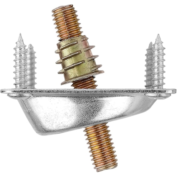 14 Graders Vinklede Benfesteplater Møbler Bordben Festesplater Braketter T-plate M8 Sofaben Med Hengebolter,omformere, Skruer, komplett sett