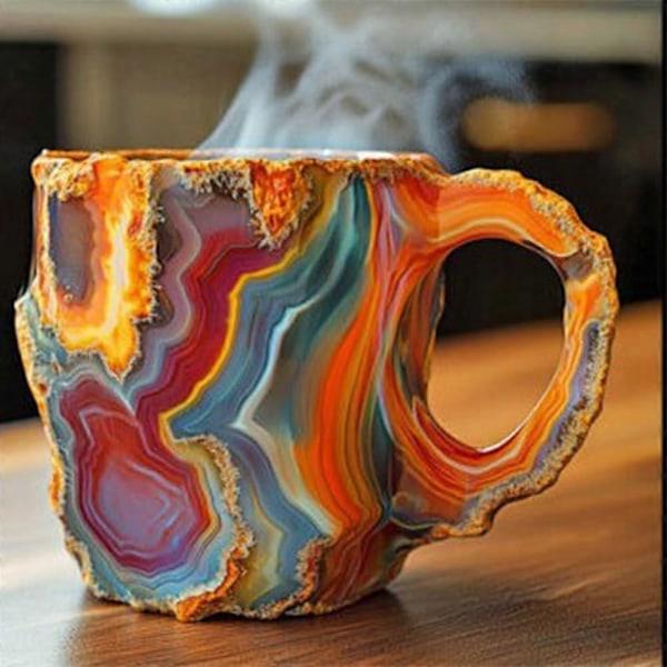 Mineral Crystal Kaffe Koppar, Flerfärgade Kaffe Koppar Med Handtag För Hem & Kontor red