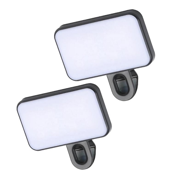 2 stk Selfie LED-lysring Flash Clip Oppladbart Kamera for Telefon & iPhone-nettbrett