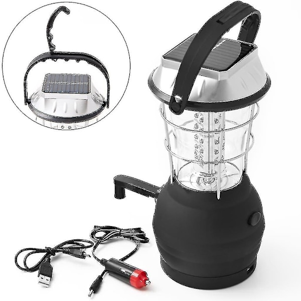 Solcellslykta Handvev Dynamo 36 LED Camping Lykta Nödbelysning