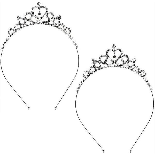 2 stk Rhinestone Prinsesse Krone Hodebånd Hårsløyfer Hårbånd Jenter Tiaraer Fest Hodeplagg Bryllup Hårtilbehør For Brud, Brudesvenninne, Prinsesse