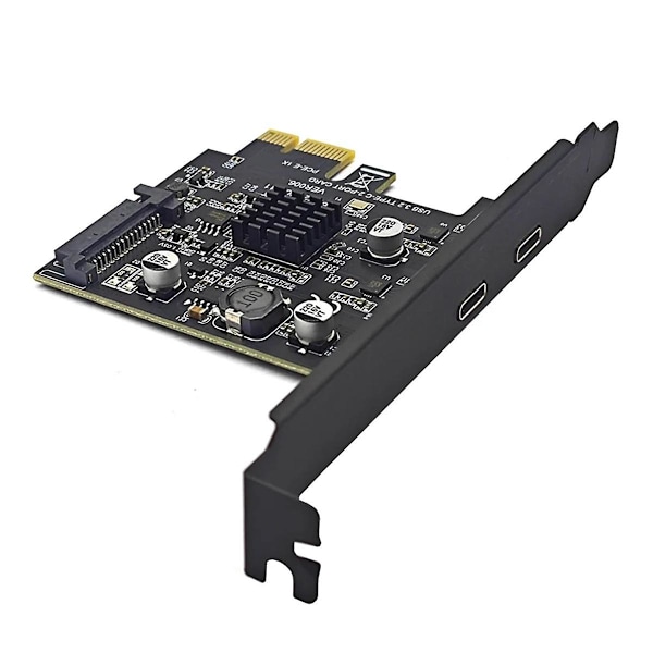 2-ports PCIE-kort PCI Express 3.0 X1 till dubbla USB-utbyggnadskort SATA-ström USB3.2 Gen2 10 Gbps ASM3142