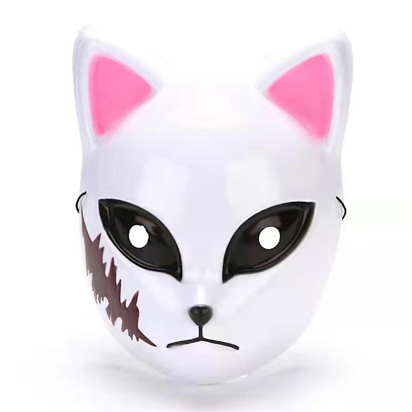 Demon Slayer Mask Sabito Makomo Tanjiro Fox Mask Cosplay Rekvisita för Halloween Maskerad Karneval Fest a