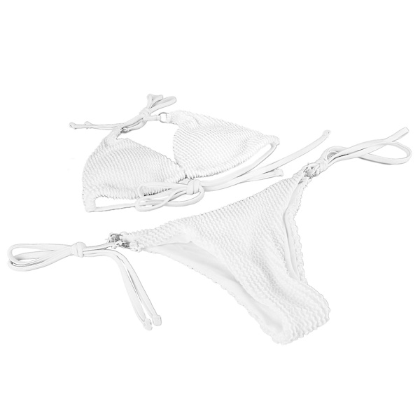 Dametøj Ren Farve Kryds Bikini Sæt - Bindeside 2 Dele Badetøj Badetøj til Sommer Strand Svømning (Hvid Størrelse M)