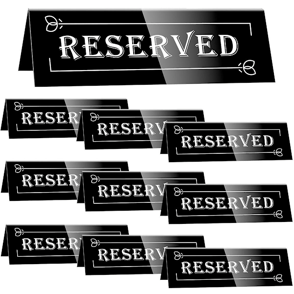 10 stk. Reserveret Bordskilte, Akryl Gæst Reservation Bordskilte, Vandafvisende Baggrund Dobbelt