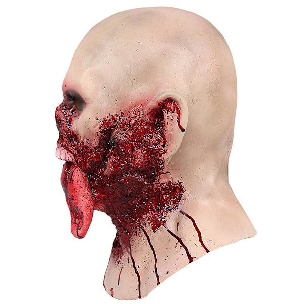 Horror Blodig Zombie Tunge Maske Voksen Skræmmende Latex Fuld Hoved Halloween Maskerade Cosplay Fancy Dress Prop