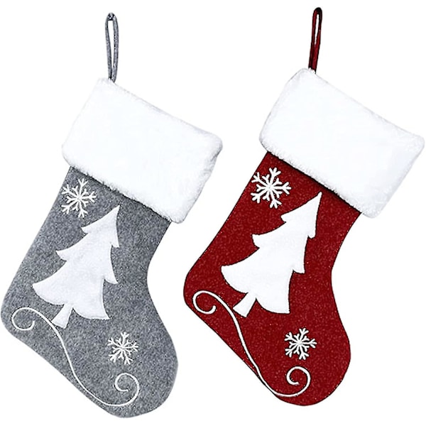 2 Packs Christmas Stockings - Snowflake Design - Bulk Stockings For Kids, Goodie Bags, Christmas Tree