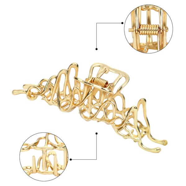 Haju-pihdit kesäiseen tyyliin - Epäsäännöllinen hailahti metallihai-hiuspihdit tyylikkääseen hiuskoristeeseen gold
