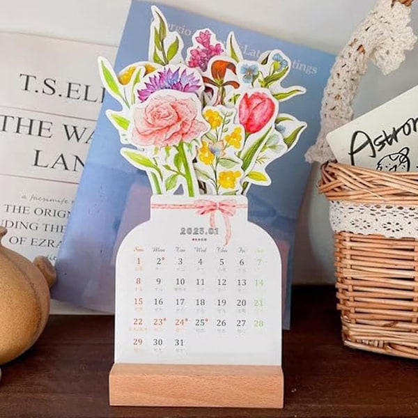 2024 Bloomy Flowers Skrivebords Kalender, Kreativ Bukett Månedskalender, Mini Skrivebords Kalender Dekor, Blomster Skrivebords Kalender Planlegger -1/2stk 1pcs a