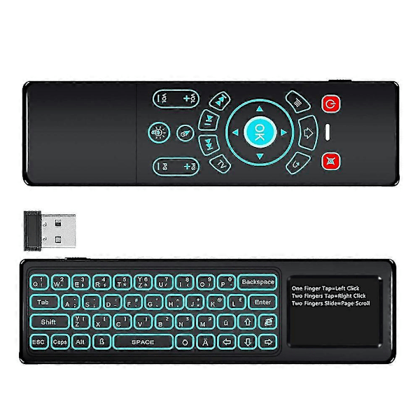 Mini Trådløst Tastatur/luftfjernbetjening/mus/touchpad Med Hvid Baggrundsbelysning, 2.4ghz Forbindelse, Til Android Tv Box, Htpc, Iptv, Pc, Pad Og Flere Enheder