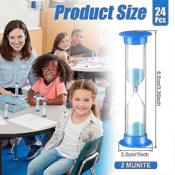 24 st 2 minuters sandtimer 2 minuters timer barntimer timglas akryl täckt timglas sandklocka