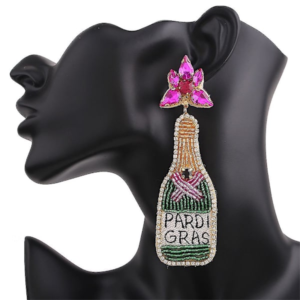 Nya Boho Champagneflaska Brudörhängen för Kvinnor Boho Handgjorda Pärlor