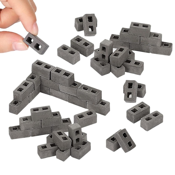 60 Pakkia Cinder-Lohkoja 1/12 Mittakaavassa Mini-Tiilet Betoni Miniatyyri Tiilet Pieni Maisemointi Nukkitalo Tarvikkeet
