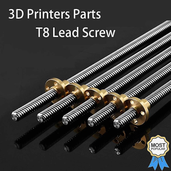 8 mm T8 Trådstyret Aksel i Rustfrit Stål med T8 Møtrik til 3D-printermaskine 01 200mm