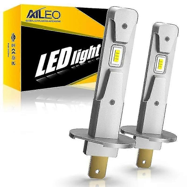 Aileo 2 stk. H3 H1 LED-lys 13000lm 6000k Forlygte Pære Mini Størrelse Design Trådløs Til Bil Lamper Csp 7035 Chips Hvid Plug&play