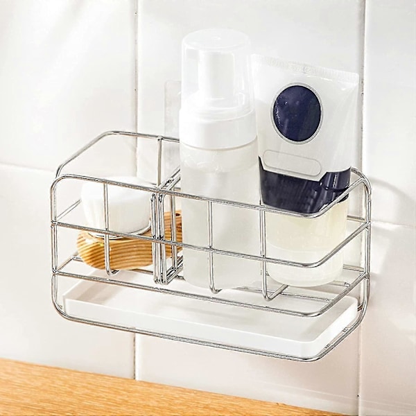 Sponge Holder Stainless Steel Kitchen Sponge Sink Storage, Kitchen Sink Organizer With Removable Drain Tray For Bathroom And Kitchen