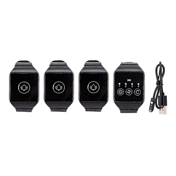 Trådlös Armbandspager Multifunktionell Ipx7 Vattentät 433.92mhz Klockpager För Restaurang-Paging System 3 För 1