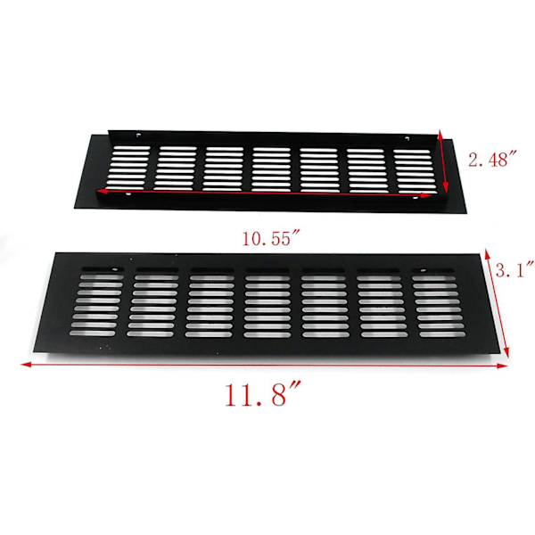 Geesatis 11,8 x 3,1 tommer / 300 x 80 mm Rektangulært Luftgitter for Skap, Sko-skap, Hardware Tilbehør, Ventilasjonsdeksel, med Monteringskruer