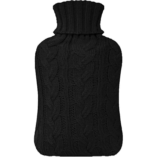 Hot Water Bottle With Knitted Cover, 1.8l Hot Water Bag For Hot And Cold Compress, Hand Feet Warmer, Neck And Shoulder Pain Relief, Black