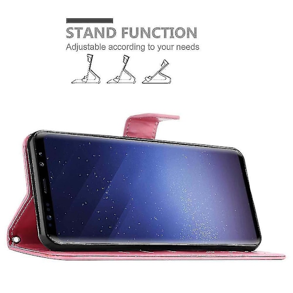 Etui til Samsung Galaxy S9 Foldbar Telefon - Deksel - Med Stativfunksjon Og Kortlomme rosa