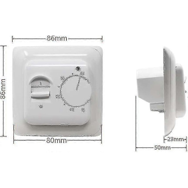 Manuell Golvvärmetermostat 16A, Elektrisk Golvvärmecontroller Mekanisk Rumsthermostat Med Golvsensorprob 1st -bb