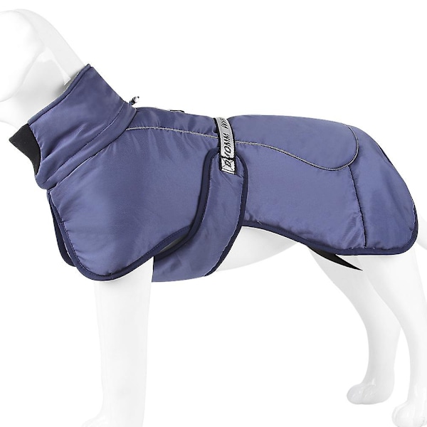 Varm jakke for stor hund med refleks, vindtett, quiltet vest, klær, jakke med sele, utendørs hundebekledning navy blue xl