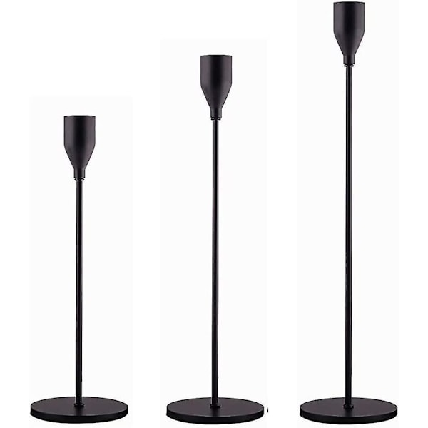 Candle Holders Set of 3 for Taper Candles, Matte Black Decorative Candlestick Holder for Wedding, Dinning, Party, Fits 3