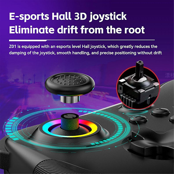 Trådløs Spillkontroll Bluetooth 6-akset Bevegelsessensor Turbo Programmerbar Joystick for Switch Stea