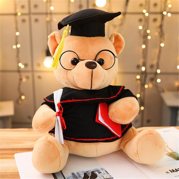 PAPITE【Varastossa】Graduation Dr. Karhuhattu Teddykarhu Pehmolelu Valmistujaislahja Vuosipäivälahja Lasten Leikkikalulahja Valent brown 28cm