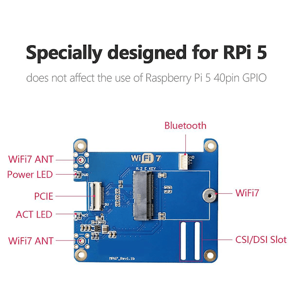 MPW7A til 5 PCIE til M.2 E-Key WiFi7 Modul BE200 Support TPU/WiF6E AX210/AX200 Adapterkort