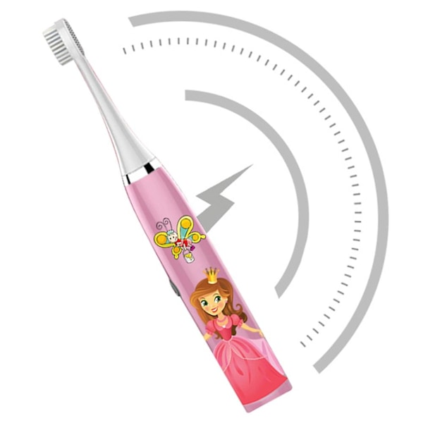 Barn Kid Cartoon Deer Print Vattentät Batteri Sonic Elektrisk Tandborste Qinhai pink