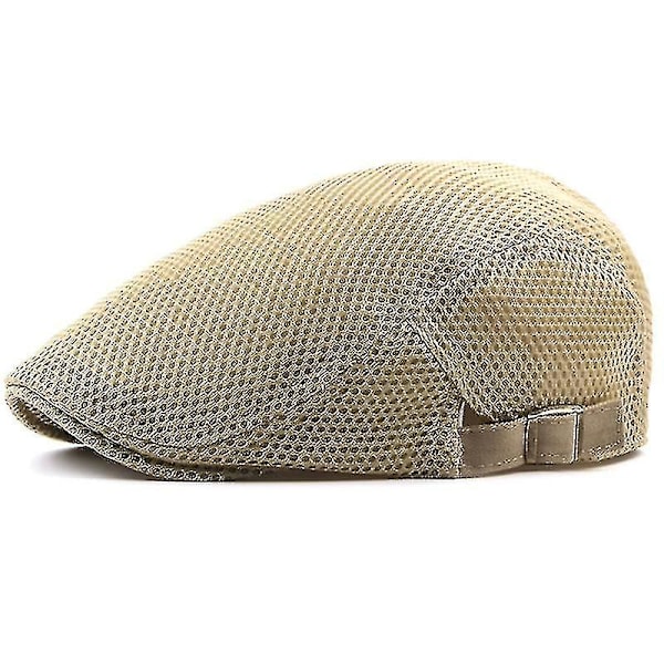 Mænds Mesh Flat Cap Åndbar sboy Gatsby Ivy Caps Golf Kørsel Baker Cabbie Hatte white