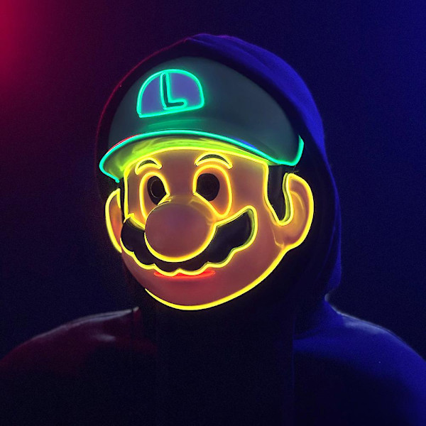 Halloween Super Mario Bros Led-mask, lysande Mario Luigi-masker Cosplay-kostym Festivalfest rekvisita