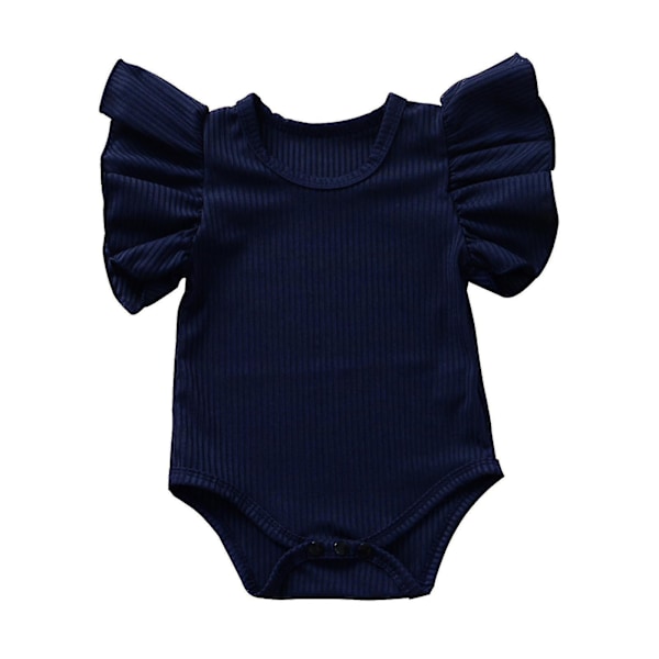 Nyfödd Romper Klädset Baby Flicka Bomull Kortärmad Barn Spädbarn Bodysuit blue 80